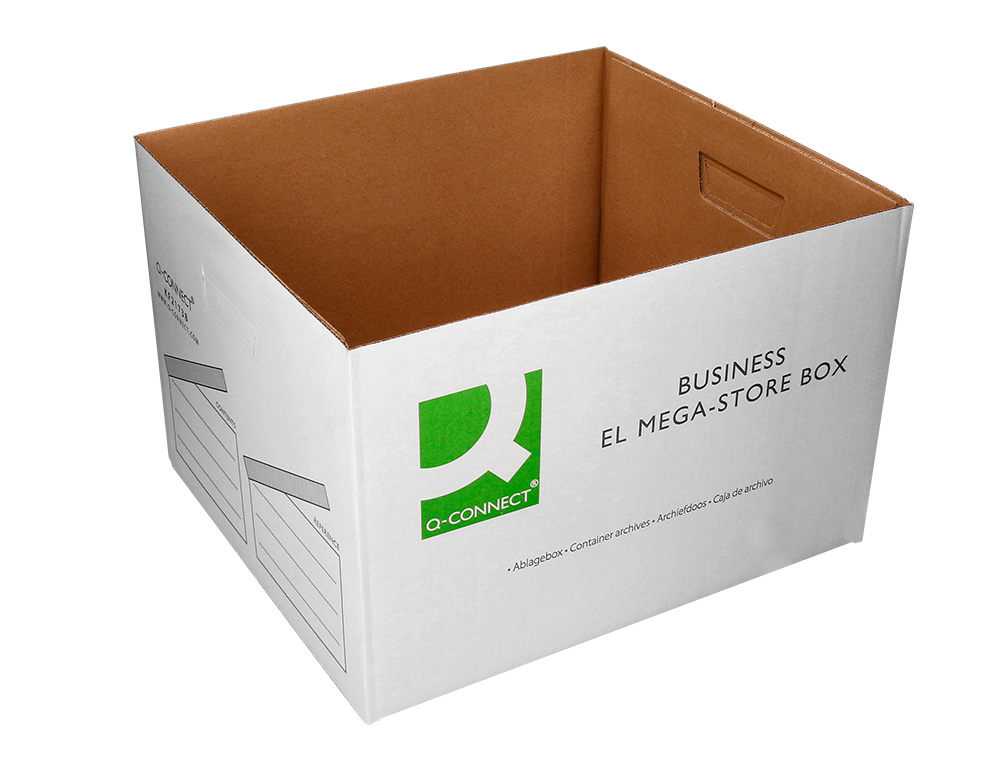 BOITE ARCHIVES QCONNECT CARTON POUR 3 BOITES FORMAT A4+ MONTAGE AUTOMATIQUE DIM. INTERIEUR 295X383X430MM