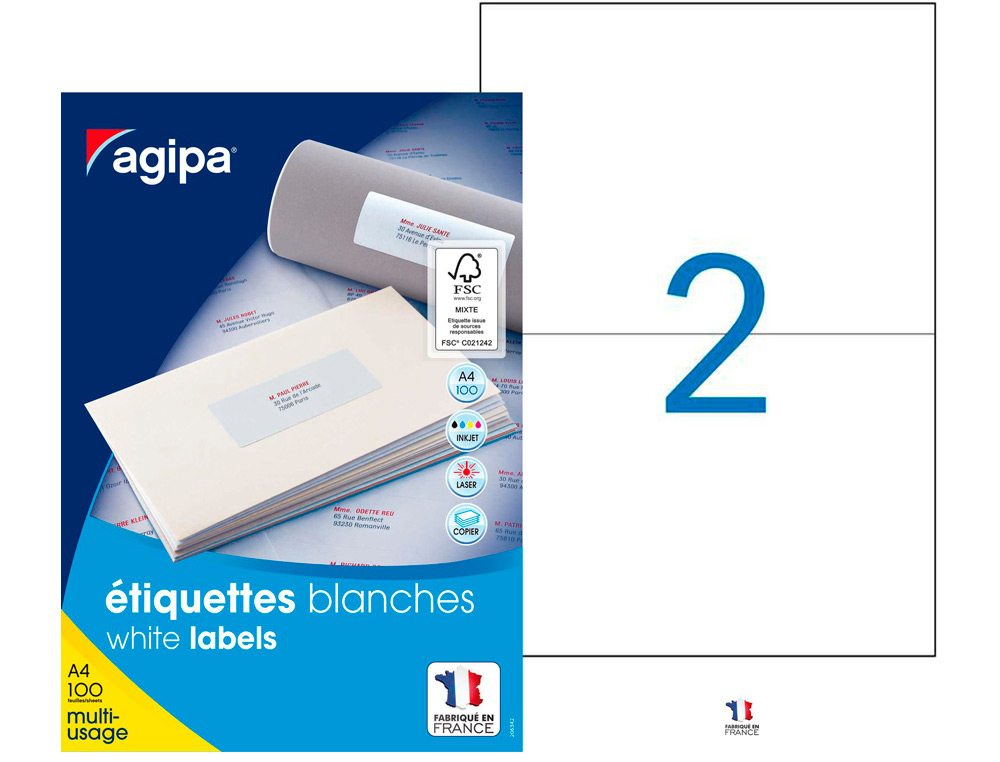 TIQUETTE ADHSIVE APLI AGIPA MULTI-USAGE 210X148.5MM TOUTE IMPRIMANTE BOTE 200 UNITS