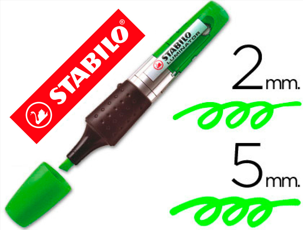 SURLIGNEUR STABILO LUMINATOR TRAC 2/5MM ENCRE LIQUIDE NIVEAU VISIBLE BASE ERGONOMIQUE COULEUR VERT